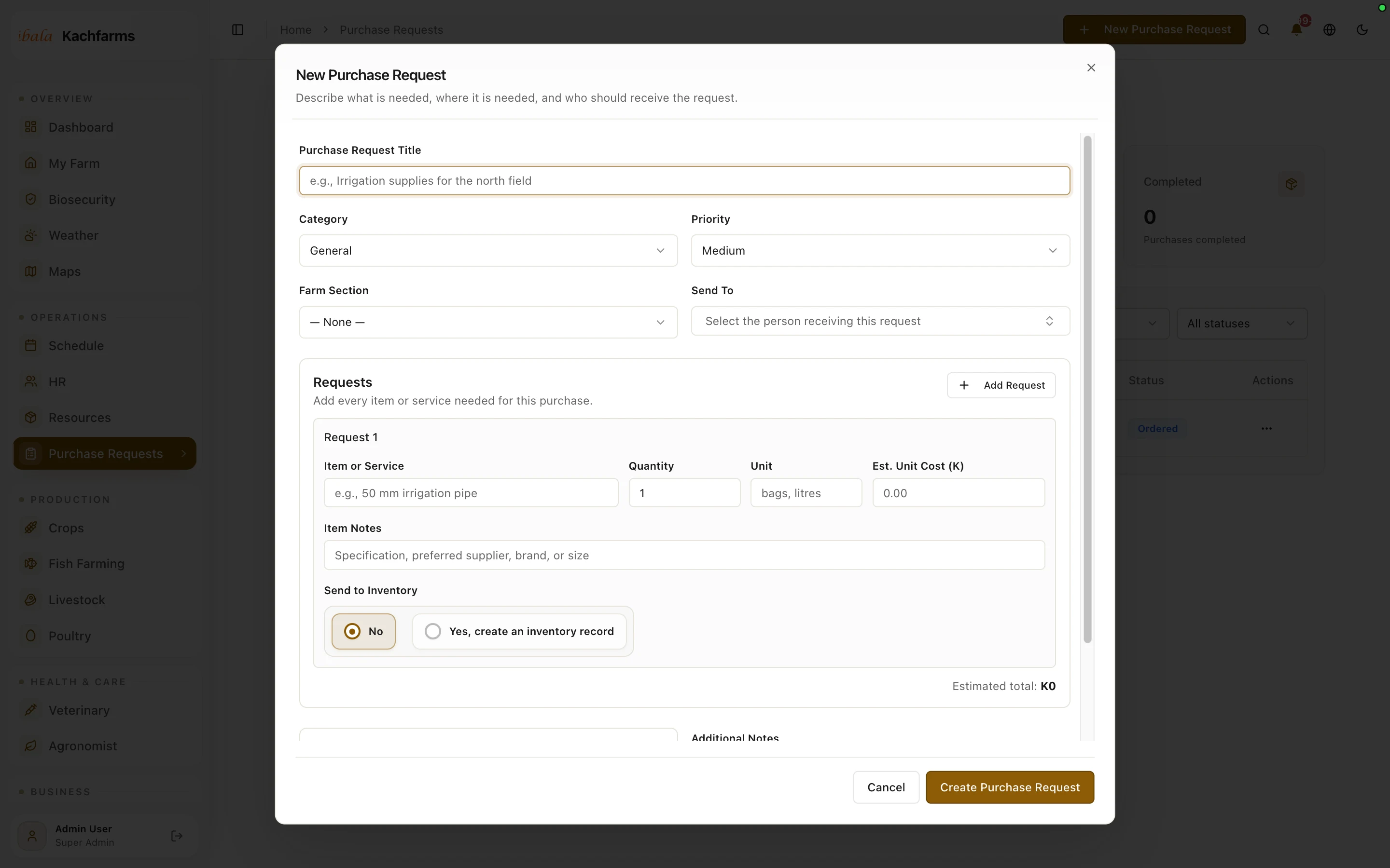 Purchase requests